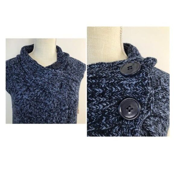 Derek Heart Cardigan Sweater Vest Juniors Medium Cap Sleeve Cowl Neck Blue NWT - Picture 2 of 10